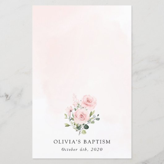 Blush Pink Flowers, Greenery, Boho, Baptism Menu (Dos)