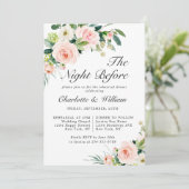 Blush Pink Flowers Greenery REHEARSAL DINNER Kaart (Staand voorkant)