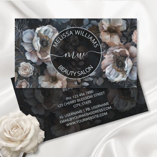 Blush Pink Flowers Logo Visitekaartje