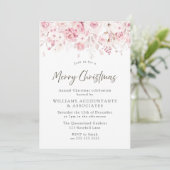 Blush Pink Flowers Merry Kerstparty Kaart (Staand voorkant)