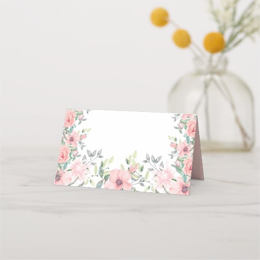 Blush Pink Flowers Sage Green Leaves Spring Summer (Voorkant)