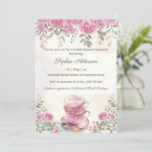 Blush Pink Flowers Tea Party Vrijgezellenfeest Kaart