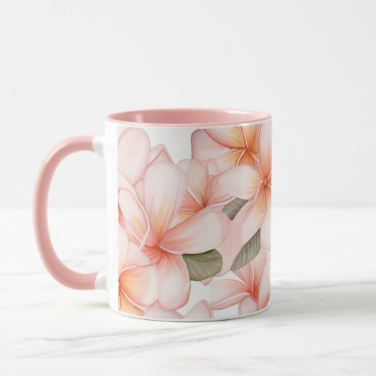 Blush Pink Frangipani Ceramic Combo Mug Mok (Links)
