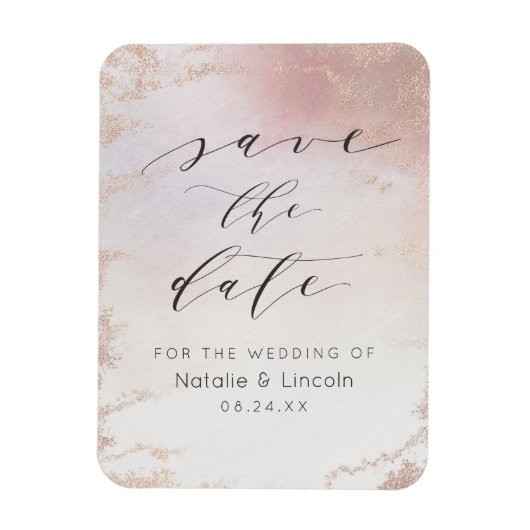 Blush Pink Frosted Wedding Save the Date Magneet (Verticaal)