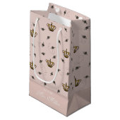 Blush Pink Future Mrs Queen Bee Gold Crown Klein Cadeauzakje (Voorkant Gekanteld)