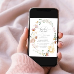 Blush Pink Garden Flowers Script Vrijgezellenfeest Kaart