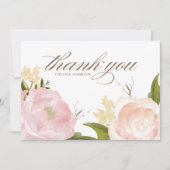 Blush Pink Garden Rozen Botanisch Afstuderen Bedankkaart (Voorkant)