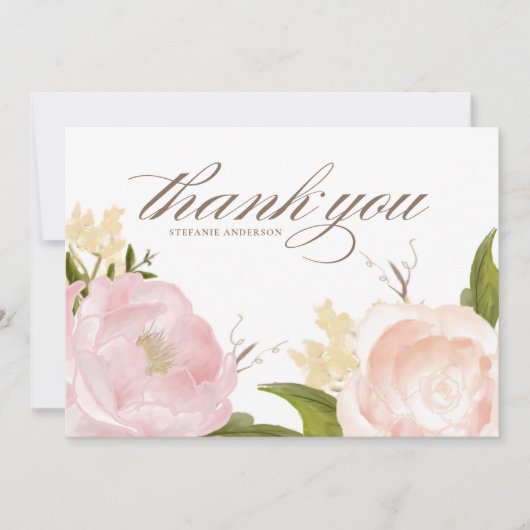 Blush Pink Garden Rozen Botanisch Afstuderen Bedankkaart (Voorkant)