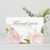 Blush Pink Garden Rozen Botanisch Afstuderen Bedankkaart (Staand voorkant)