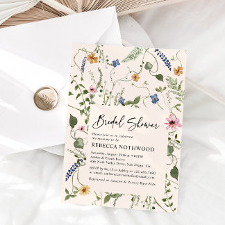 Blush Pink Garden Wildbloemen Vrijgezellenfeest Kaart