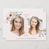 Blush Pink Geometric Floral | Foto Afstudeerder Pa Kaart (Voorkant)