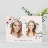 Blush Pink Geometric Floral | Foto Afstudeerder Pa Kaart (Staand voorkant)