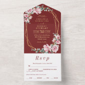 Blush Pink Geometric Royal Terracotta Wedding All In One Uitnodiging (Binnen)