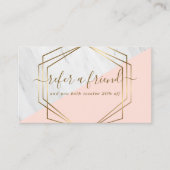 Blush Pink Geometrische Marmer Modern Aanbevelingskaartje (Voorkant)