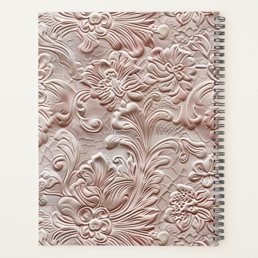  Blush Pink Gereedschapte Lederen Monogram Naam Planner (Achterkant)