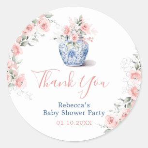 Blush Pink Ginger Jar Baby shower Dank u Ronde Sticker
