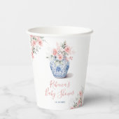 Blush Pink Ginger Jar Chinoiserie Douche Papieren Bekers (Achterkant)