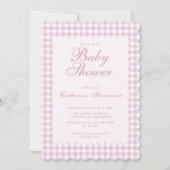Blush Pink Gingham Baby Shower Invitation (Devant)