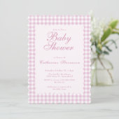 Blush Pink Gingham Baby Shower Invitation (Debout devant)