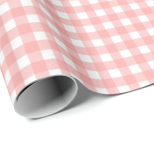 Blush Pink Gingham Check Patroon Cadeaupapier