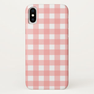 Blush Pink Gingham Check Patroon iPhone X Hoesje