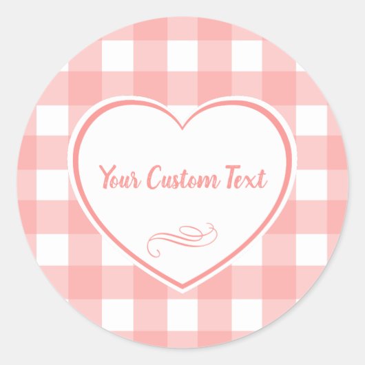 Blush Pink Gingham Check Patroon Ronde Sticker (Voorkant)