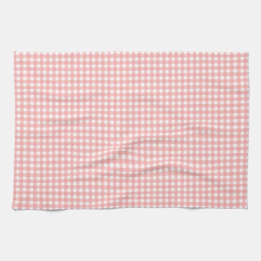 Blush Pink Gingham Check Patroon Theedoek (Horizontaal)