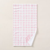 Blush Pink Gingham Floral Crest Monogram Bad Handdoek (Handdoek)