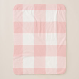 Blush Pink Gingham Pattern Sherpa Deken