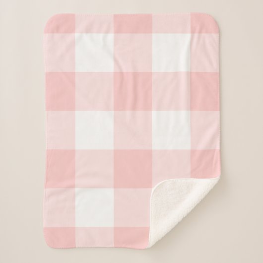 Blush Pink Gingham Pattern Sherpa Deken (Voorkant)