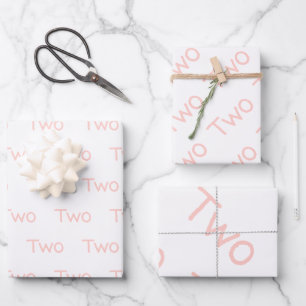 Blush Pink Girl Tweede verjaardag Inpakpapier Vel
