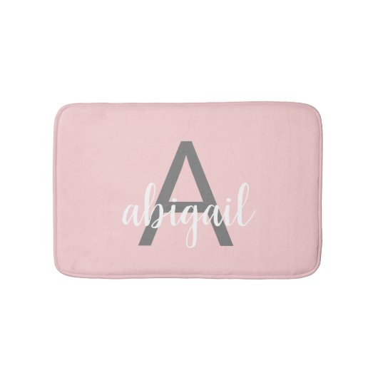 Blush Pink Girly Grey Badmat (Voorkant)