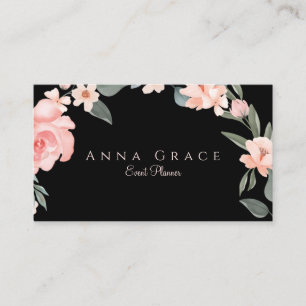 Blush Pink Girly Waterverf Floral Roos Visitekaartje