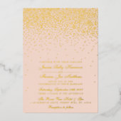 Blush Pink & Glam Confetti Wedding Real Folie Uitnodiging (Voorkant)