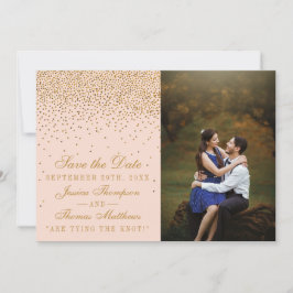 Blush Pink & Glam Gold Confetti trouwfoto Save The Date