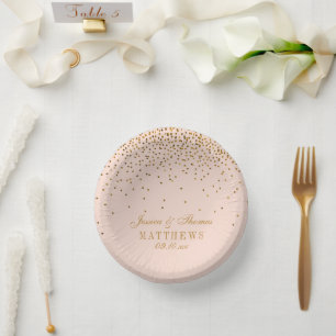 Blush Pink & Glam Gold Confetti Wedding Papieren Kommen