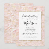 Blush Pink Glam Gold White Zebra Print Kaart (Voorkant / Achterkant)