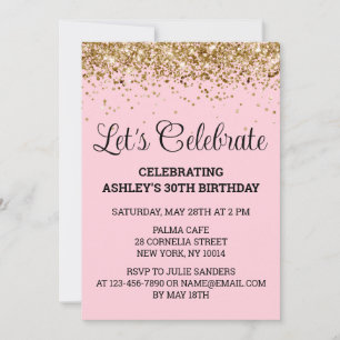Blush Pink Glitter 30e verjaardag Kaart