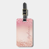 Blush Pink Glitter Aangepast Bagagelabel (Voorkant verticaal)