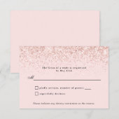Blush Pink Glitter Confetti Gepersonaliseerde RSVP (Voorkant / Achterkant)