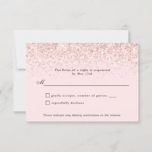 Blush Pink Glitter Confetti Gepersonaliseerde RSVP Kaartje