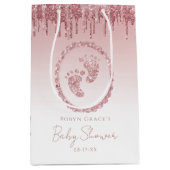 Blush Pink Glitter Drip Baby shower Gift Bag Medium Cadeauzakje (Voorkant)