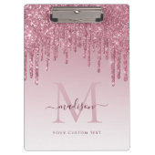 Blush Pink Glitter Drips Sparkle Modern Monogram Klembord (Voorkant)