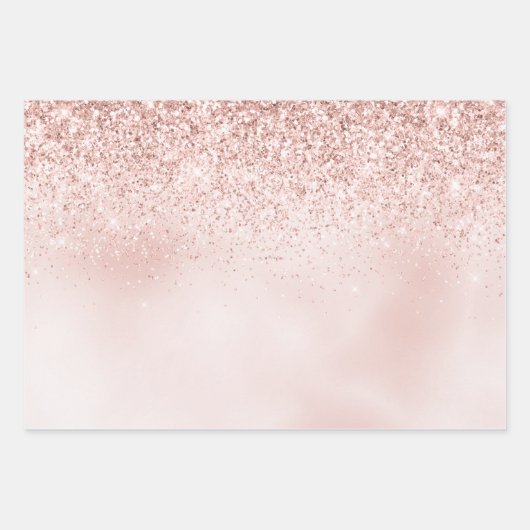 Blush Pink Glitter Glitz Inpakpapier Vel (Voorkant 3)