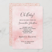 Blush Pink Glitter Leopard Baby shower Kaart (Voorkant / Achterkant)