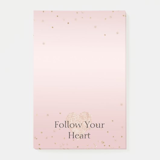 Blush Pink Glitter Love Gold Confetti Heart Post-it® Notes (Voorkant)