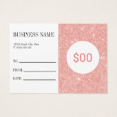 Blush Pink Glitter Makeup Artist Cadeaubon Visitekaartje (Achterkant)