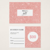 Blush Pink Glitter Makeup Artist Gift Certificate (Devant & derrière)