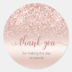 Blush Pink Glitter Metallic Dank u Sticker