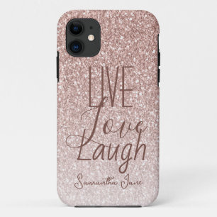 Blush Pink Glitter Motivatie iPhone 11 Hoesje